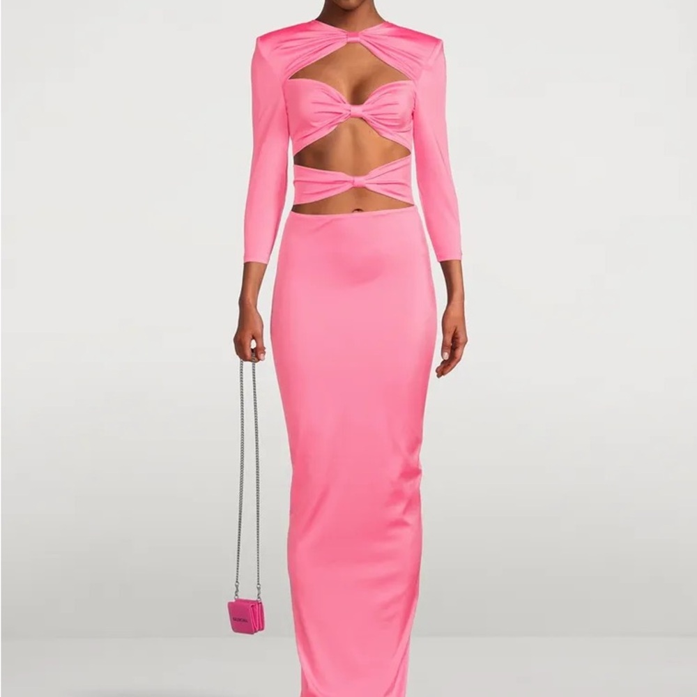 BRONX AND BANCO Daphne Cut-Out Satin Maxi Dress